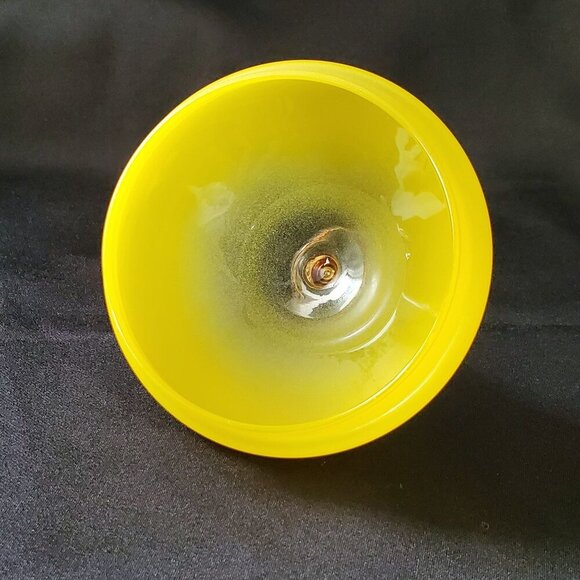 VTG Lemon Yellow Empoli MCM Circus Tent Bonbonniere Apothecary Lidded Jar 8.5" - Picture 12 of 16